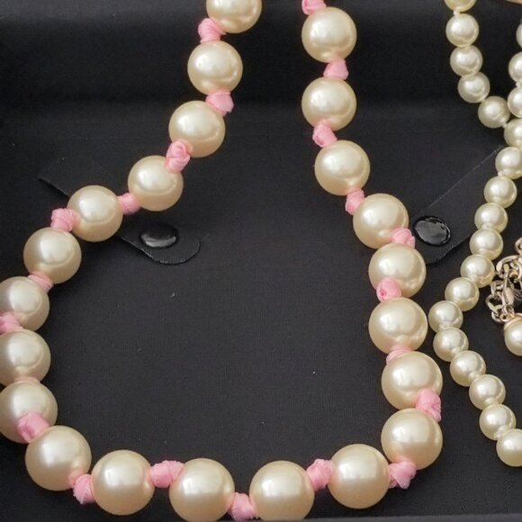 CHANEL Long Necklace Metal Glass Imitation Pearls Silk Resin Authentic - Picture 7 of 11